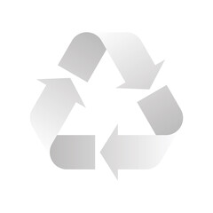 Universal Recycling Symbol. Theme of low or zero waste, clear energy, natural resources conservation, natural ecosystems protection or ecological sustainability of the planet. Light grey 3D vector
