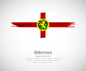 Abstract brush painted grunge flag of Alderney country for Alderney day