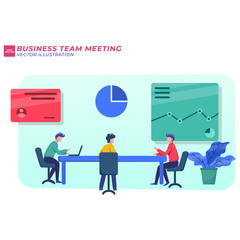 Vector illustration concept of business meeting teamwork training improving professional skill. Creative flat design for web banner marketing material business presentation online advertising.