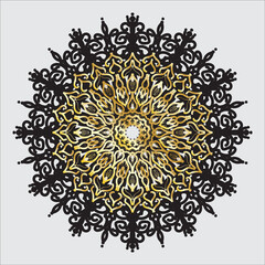 Black Gold Flower with Mandala