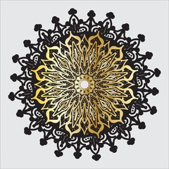 Black Gold Flower with Mandala