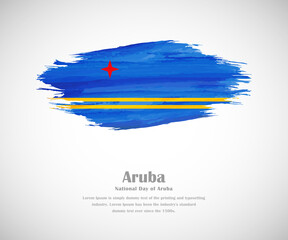 Abstract brush painted grunge flag of Aruba country for national day