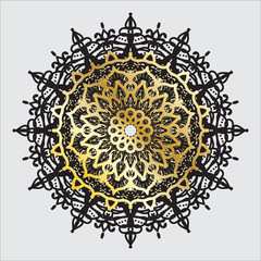 Black Gold Flower with Mandala