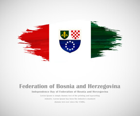 Abstract brush painted grunge flag of Federation of Bosnia and Herzegovina country for Independence day