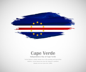 Abstract brush painted grunge flag of Cape Verde country for Independence day