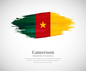 Abstract brush painted grunge flag of Cameroon country for national day