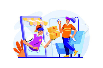 Package Delivery Service Illustration Concept. Flat illustration isolated on white background.