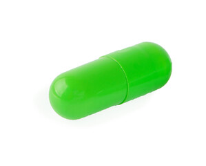 ginkgo biloba capsule green pills isolated on white background