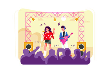 Open Air Concert Illustration concept. Flat illustration isolated on white background.