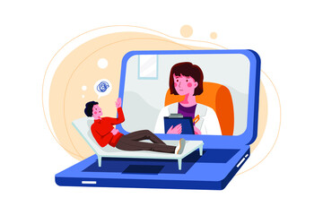 Online Doctor Consultation Illustration Concept. Flat illustration isolated on white background.
