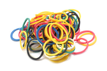 colorful hair rubber bands or rings isolated on white