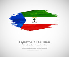 Abstract brush painted grunge flag of Equatorial Guinea country for Independence day