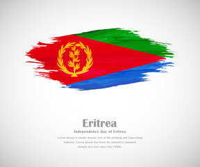 Abstract brush painted grunge flag of Eritrea country for Independence day