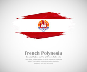 Abstract brush painted grunge flag of French Polynesia country for internal autonomy day