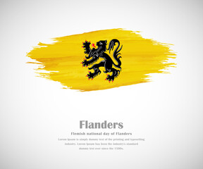 Abstract brush painted grunge flag of Flanders country for national day