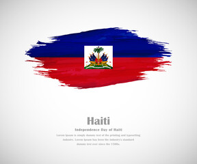 Abstract brush painted grunge flag of Haiti country for Independence day
