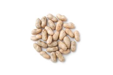 Fresh peanuts with shell isolated on white background.