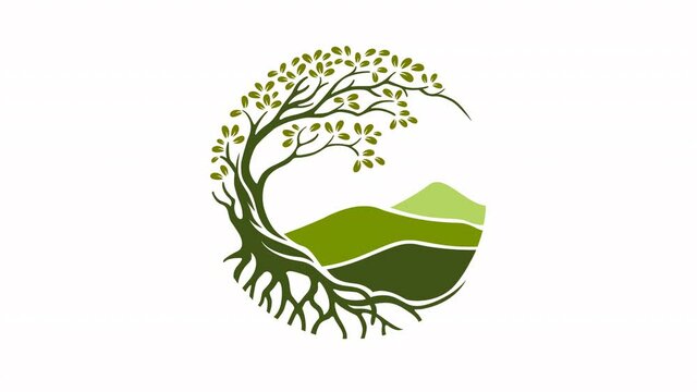 Forest Tree Animation Logo Video. Tree and mountain vector design elements original, that were created to highlight the growth, travel, spirit, mountain and lifestyle. 