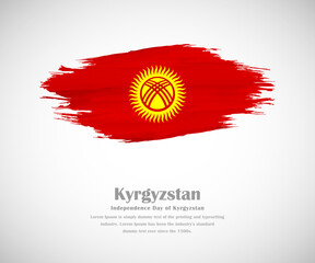 Abstract brush painted grunge flag of Kyrgyzstan country for Independence day