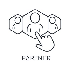 Search and selection of a partner. Vector linear icon isolated on white background.