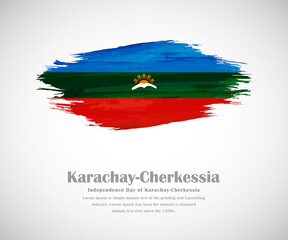 Abstract brush painted grunge flag of Karachay-Cherkessia country for national day
