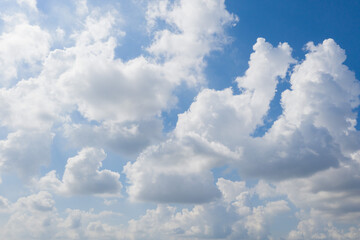 blue sky with clouds background, summer time, beautiful sky
