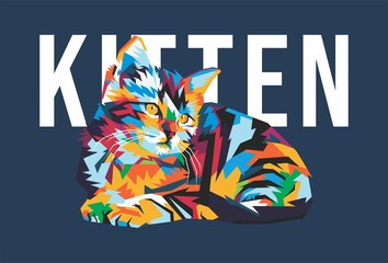 cat. isolated style cat illustration vector. amazing colors. suitable for screen printing t-shirts, book covers, posters, wall decorations. eps file