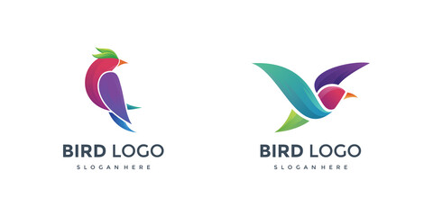 two colorful bird logos