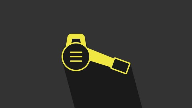 Yellow Leaf garden blower icon isolated on grey background. 4K Video motion graphic animation