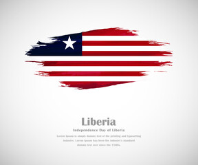 Abstract brush painted grunge flag of Liberia country for Independence day