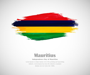 Abstract brush painted grunge flag of Mauritius country for Independence day