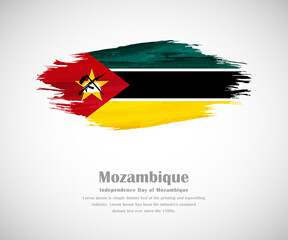 Abstract brush painted grunge flag of Mozambique country for Independence day