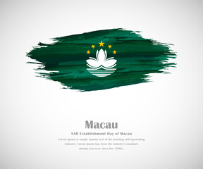 Abstract brush painted grunge flag of Macau country for SAR Establishment day