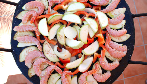 PARRILLA DE CAMARONES CON VERDURAS