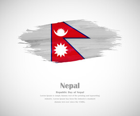 Obraz na płótnie Canvas Abstract brush painted grunge flag of Nepal country for republic day