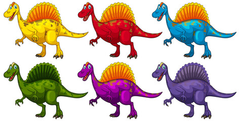 Set of Spinosaurus dinosaur cartoon character © GraphicsRF