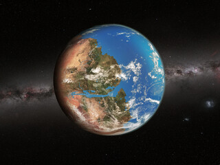 Artist view of the terraforming Mars planet