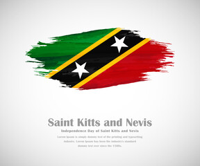 Abstract brush painted grunge flag of Saint Kitts and Nevis country for Independence day