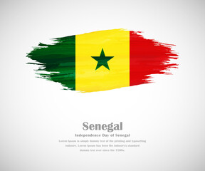 Abstract brush painted grunge flag of Senegal country for Independence day