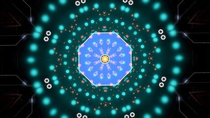 Illuminated circle shape technological background.