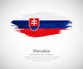Abstract brush painted grunge flag of Slovakia country for Independence day