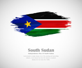 Abstract brush painted grunge flag of South Sudan country for Independence day