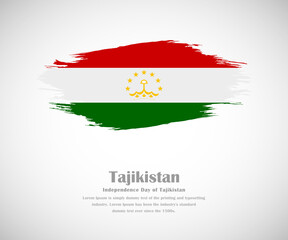 Abstract brush painted grunge flag of Tajikistan country for Independence day