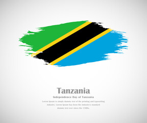 Abstract brush painted grunge flag of Tanzania country for Independence day