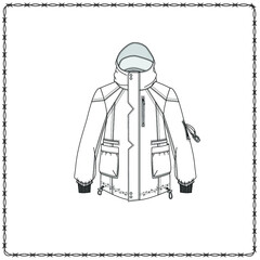 Editable fashion garment flat sketch for creating new designs mockup