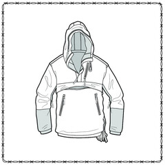 Editable fashion garment flat sketch for creating new designs mockup