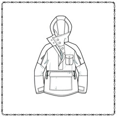 Editable fashion garment flat sketch for creating new designs mockup