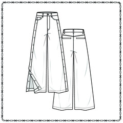 Editable fashion garment flat sketch for creating new designs mockup