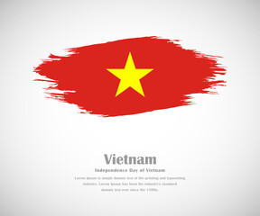Abstract brush painted grunge flag of Vietnam country for Independence day