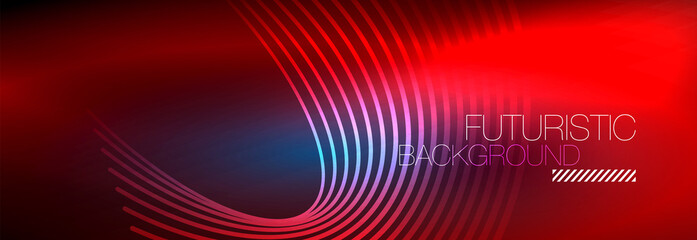 Dark abstract background with glowing neon circles. Trendy layout template for business or technology presentation, internet poster or web brochure cover, wallpaper